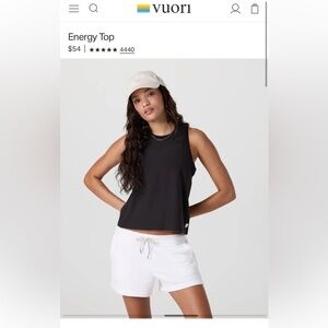 Vuori Energy Black Tank Top